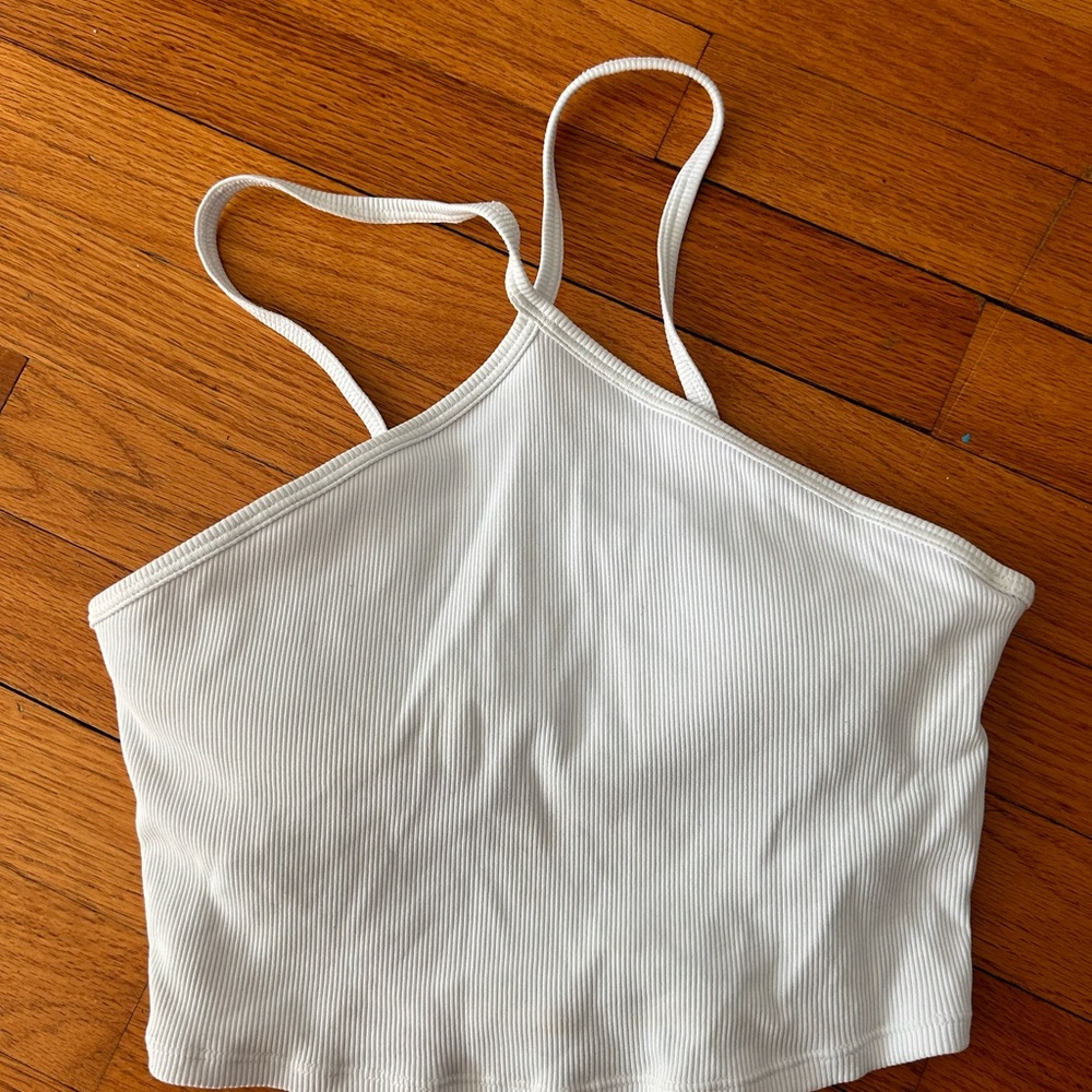 White Ribbed Crop Top